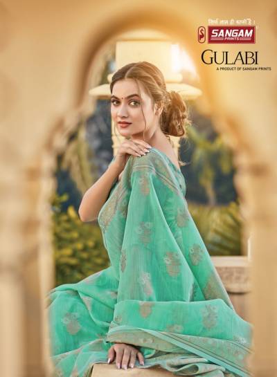 Gulabi by Sangam Print Cotton Linen Saree Collection Wholesaler in Surat
